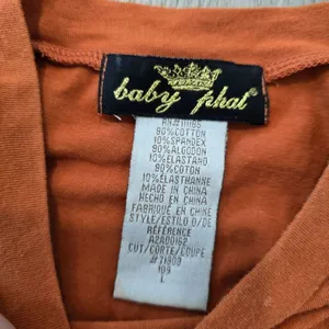 Baby phat 90s y2k Orange Graphic Tee Shirt With Leopard Print & Chain Detail L thumbnail 5