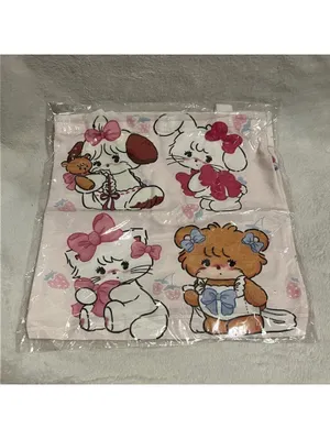 Cute Character Print Canvas Tote Bag Pink thumbnail 2