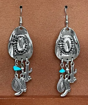 Cowboy Hat Earrings with Western Charms thumbnail 1