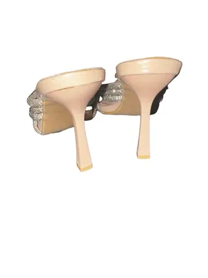 Bella Marie Blush Nude Rhinestone Strappy Mid-Heel Sandals thumbnail 6