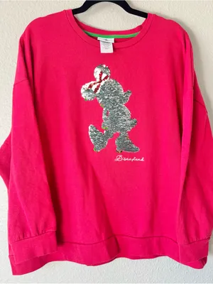 Disney Parks Minnie Mouse Reversible Sequin Crew Neck Sweatshirt Size 3X thumbnail 1