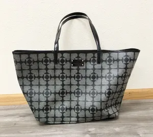 Kate Spade Black Gray Spade Print Extra Large Tote Bag thumbnail 1