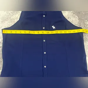 Abercrombie & Fitch navy blue sleeveless button-down top Size S Sheer thumbnail 5