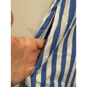 J. Crew Cotton Dress Sz 10 Blue White Stripe Ruffle Puff Sleeve Coastal V-Neck thumbnail 5