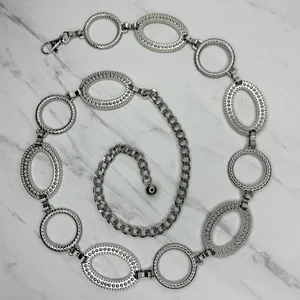 Chunky Studded Silver Tone Chain Belt One Size (OS) ✨ thumbnail 1