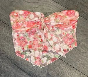 strapless floral top Pink thumbnail 1