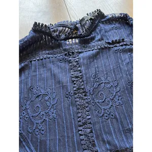 SUZANNE BETRO Navy Blue Lace Bodice Pleated Dress Women's Size XL -‎ NWT $100 thumbnail 5