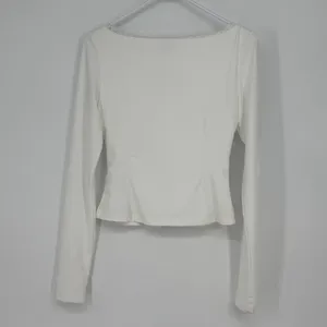 Peppermayo White Long Sleeve Button Up Lace Trim‎ Corset Style Top Small US 4 thumbnail 2