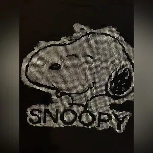 Juniors Peanuts Tee Shirt Snoopy Black Faux Rhinestones Cotton Blend large thumbnail 2