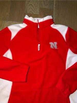 Majestic Vintage women’s Nebraska Huskers fleece pullover quarter zip sweatshirt Large thumbnail 2