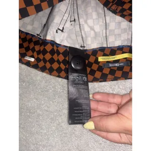 Anthropologie Maeve Colette Pants Rust Black Checkerboard Cropped Wide Leg 27 thumbnail 7