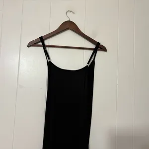 Pampelone Black Ruched Midi Dress Wrap Draped Spaghetti Strap Size M thumbnail 7