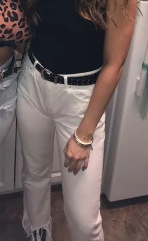 ZARA White Fringe Jeans thumbnail 3