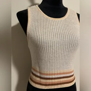EUC Altar’d State Cream and Brown Cozy Knit Tank size large thumbnail 2