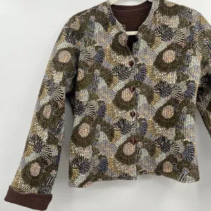 Women's Jacket Quilted Reverses Me Chocolate Coffee Brown Pattern Art Wear Boho thumbnail 3