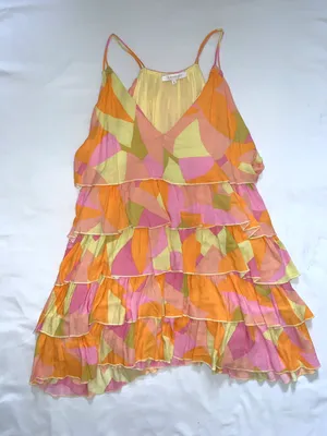 Colorful Ruffle Dress Orange Size M thumbnail 1
