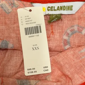 Anthropologie Celandine Linen-Blend Scalloped Mini Dress XXS Red Nautical - NWT thumbnail 7