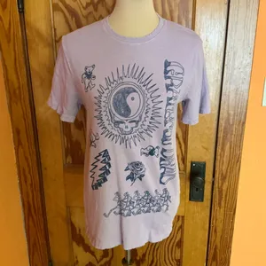 Grateful Dead Junk Food Pink Graphic Tee Distressed Skull Yin Yang Shirt Size S thumbnail 10