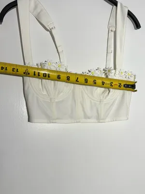 Urban Outfitters White Daisy-Trim Longline Bralette thumbnail 9
