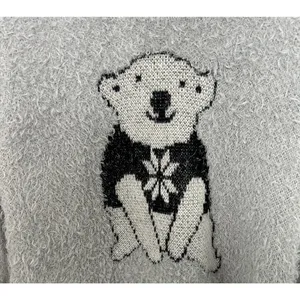French Laundry Gray & Black Fuzzy Sweater with Polar Bear Design, Size L‎ thumbnail 9