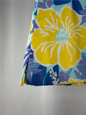 Y2K Vintage Lilly Pulitzer Cotton Floral Tropical Mini Skirt Shorts Blue Yellow thumbnail 2