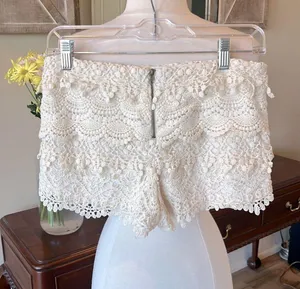 Love, Fire Feminine Crochet Lace Tiered Cream Shorts thumbnail 4
