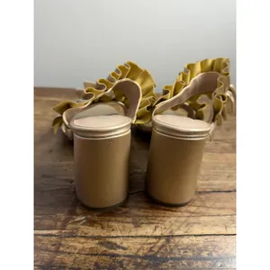 Charles‎ by Charles David Royals gold ruffle block heel slide sandals 7 thumbnail 4