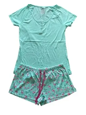 Joe Boxer Two Set Short Sleeves Short Bottoms Novelty Flamingo Print M # 1750 thumbnail 1