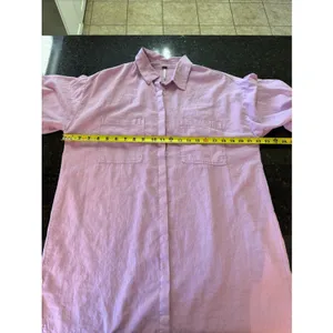Young Fabulous and Broke Women's Linen Button Up Dress Sz XS Linen‎ Blend Lavender Tunic Shirt Dress thumbnail 8