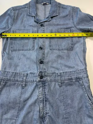 Lucky Brand 100% Cotton Light Blue Denim Short Sleeve Romper Size Medium thumbnail 5