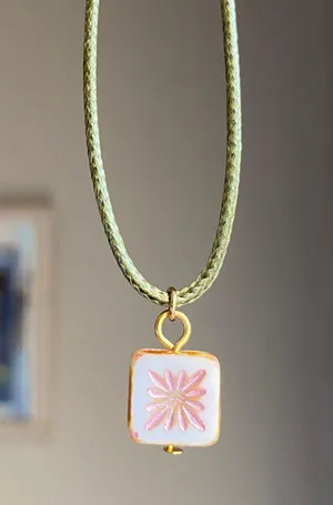 Handmade unique quality Czech glass bead fairy boho vintage retro style necklace🌿✨ thumbnail 1
