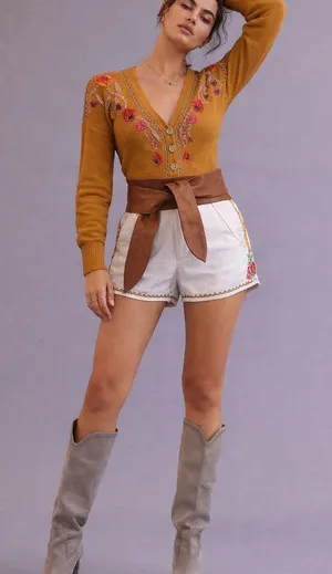 Free People Western day embroidered top Medium White thumbnail 1