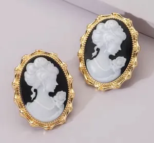 Anthropologie 14K Cameo Larger Earrings thumbnail 1