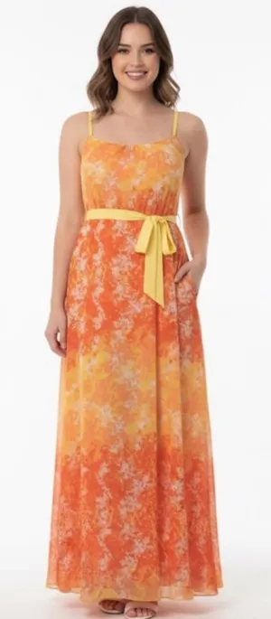 Umgee small orange & yellow maxi dress thumbnail 1