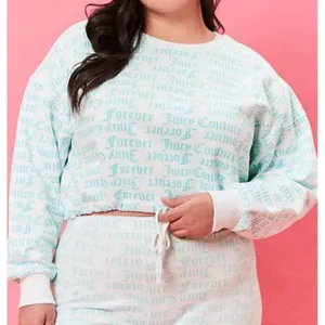 NEW Juicy Couture Forever 21 White and Blue Cropped Sweatshirt Women’s Small thumbnail 1