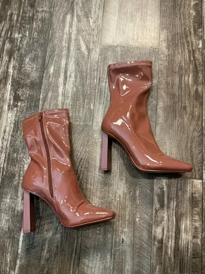 Aldo Glossy Mid-Calf Block Heel Boots in Chestnut Pink Size 6.5 thumbnail 16