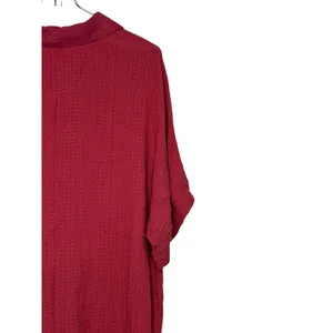 BKE Women Top Shirt Button Front Collar Pocket Short Sleeve Oversized Red‎ Small thumbnail 8