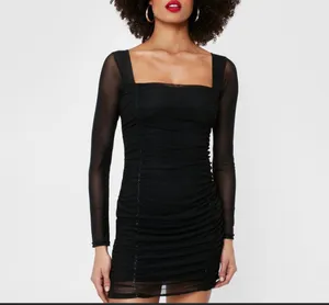 Mesh front ruching LBD Black Size 8 thumbnail 5