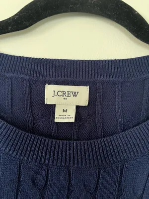 J Crew Cable Knit Sweater Vest Medium Navy Blue Tennis Preppy Quiet Luxury thumbnail 2
