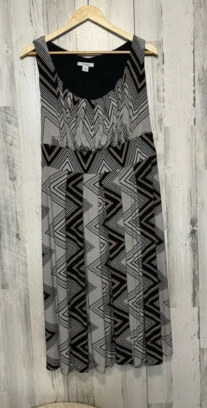 Dressbarn Chevron Empire Waist Midi Dress Womens Plus 20W Sleeveless Stretch thumbnail 1