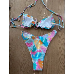 B45 New Womens AMI Sexy 2Pc Pastel colors String Bikini Set High Waisted Small thumbnail 3