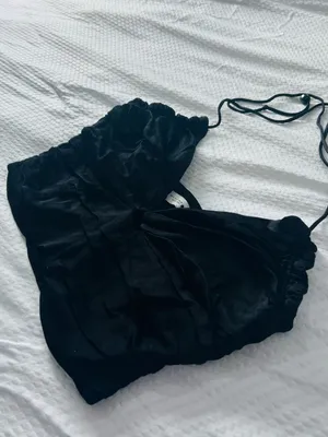 Zara Black Satin Ruched Halter Corset Top Size S Y2K Going Out thumbnail 3