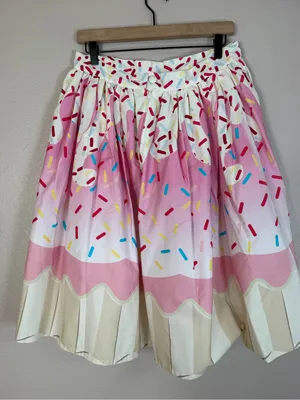 Unique Vintage Cupcake Sprinkles Circle Swing Midi Skirt size Large NEW $99 thumbnail 7