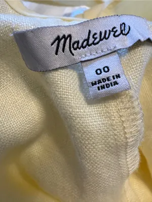Madewell Cross-Back A-Line Mini Linen Dress in Pale Pineapple Yellow Size 00 thumbnail 9