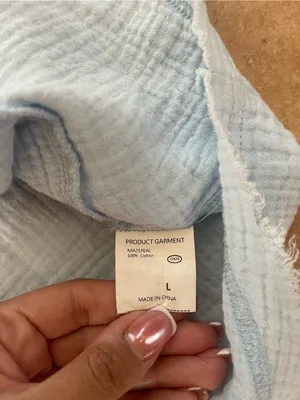 Light Blue Button-Front Midi Dress with Frayed Trim thumbnail 4