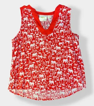 Anthropologie Maeve Melange Red‎ Animal Print Top Size 6 thumbnail 1