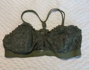 No Boundaries Lace Bralette Size XL Olive Green Ladder Cutout Racerback thumbnail 1