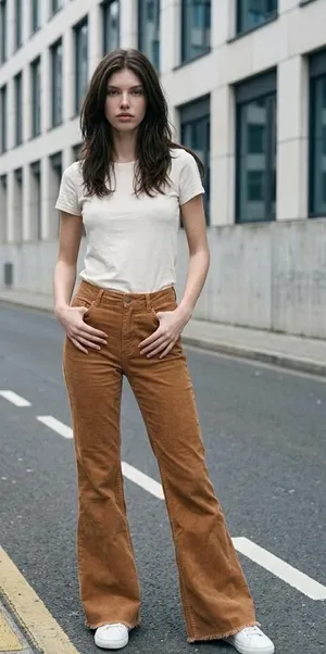 By Together Brown Corduroy With Flared Legs Pants Sz M thumbnail 1