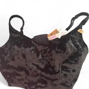 Victoria's Secret PINK black velvet corset top in size Medium thumbnail 6