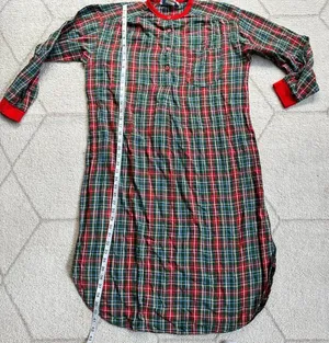 Vintage Lanz of Salzberg Green/Red Plaid Holiday Winter 100% Cotton Nightgown thumbnail 2